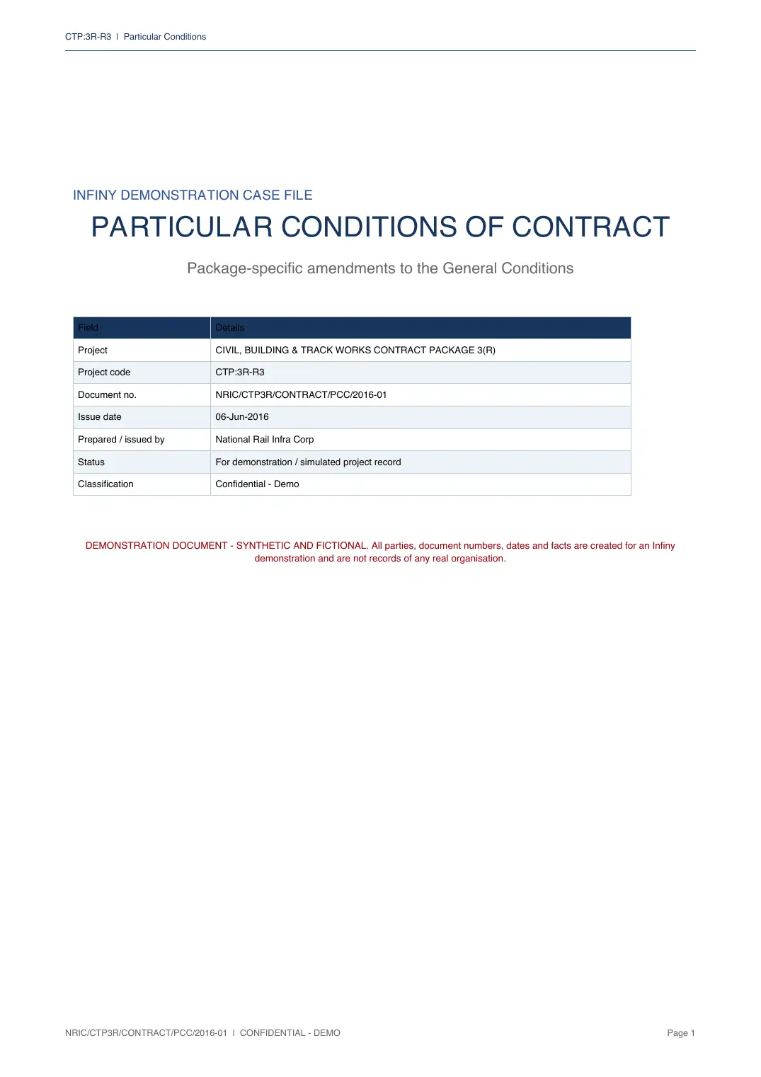 Particular Conditions, page 1