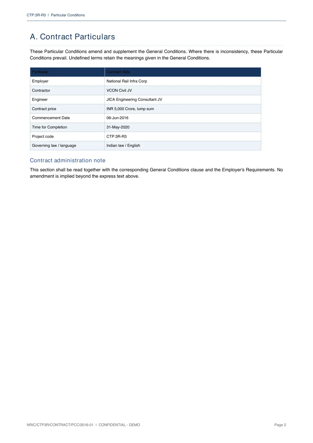Particular Conditions, page 2