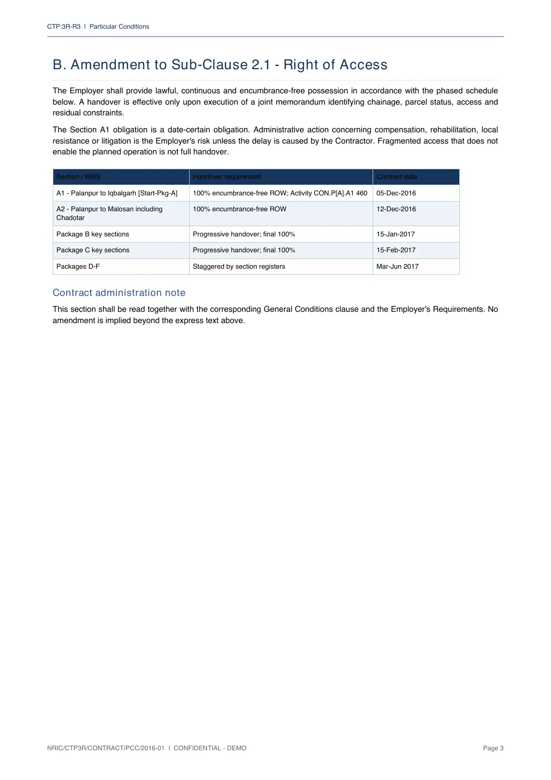 Particular Conditions, page 3